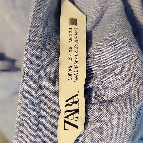 ZARA linen button down ruffle top - Picture 5 of 8